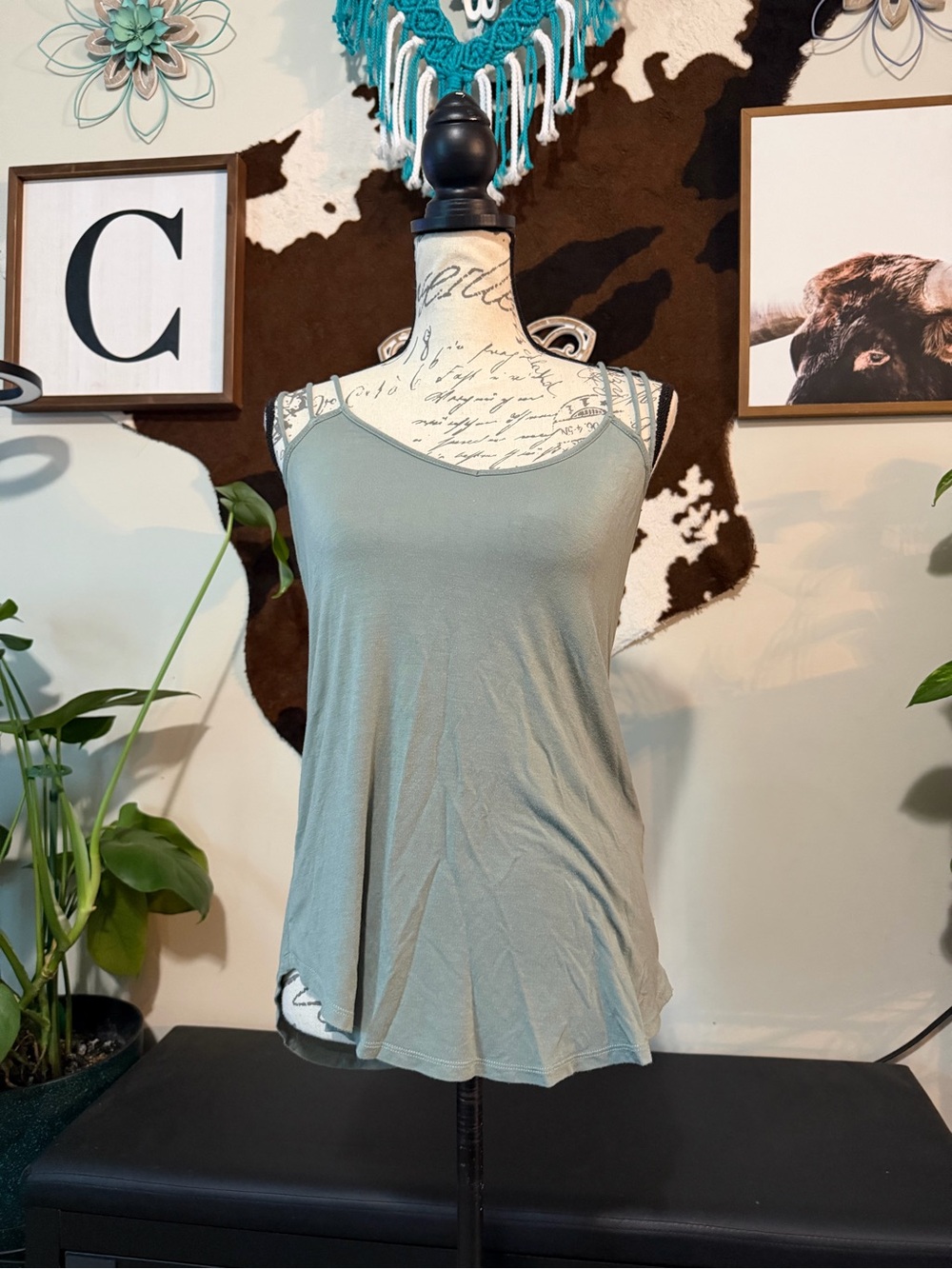 Light Sage Green Scoop Neck Tank Top